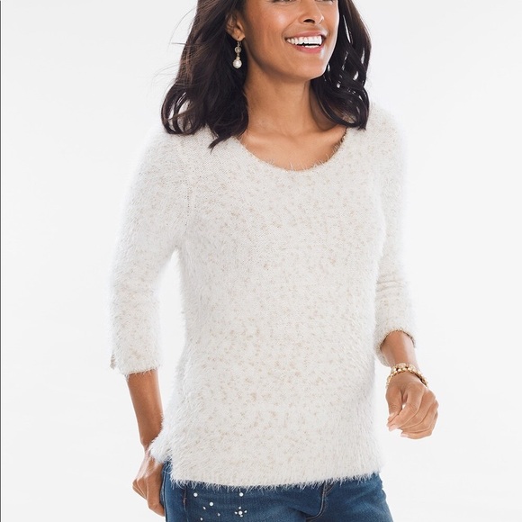 Chico's Sweaters - Chico's 1 Eyelash Shine Metallic Gold Sweater